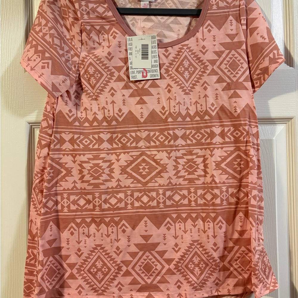 LuLaRoe Geometric Patterned Pink Tee